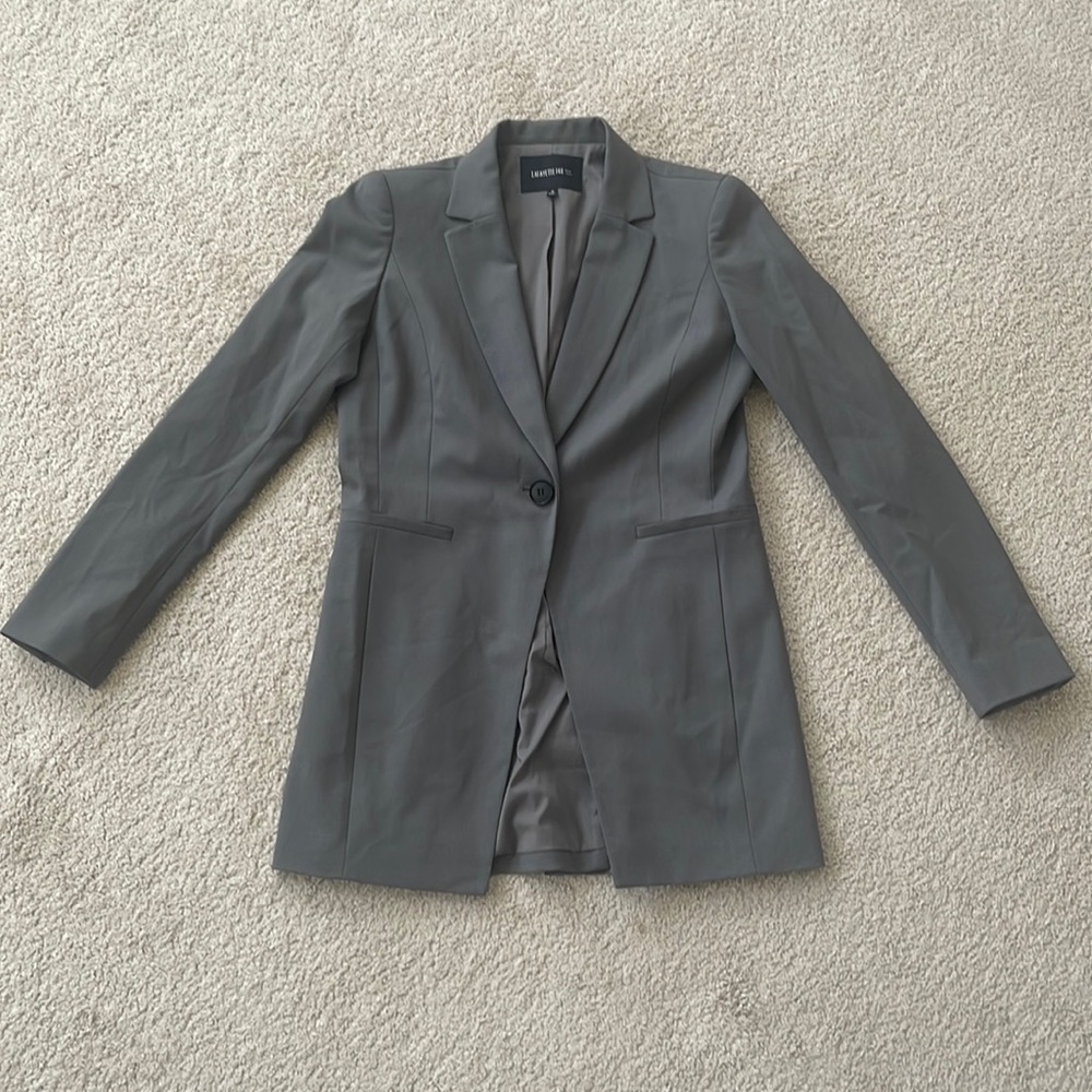 Lafayette 148 New York Virgin Wool One Button Long Blazer - 0